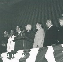 Ceremony ? Dr Harry Owens in white and Dr William B Walsh with unknown